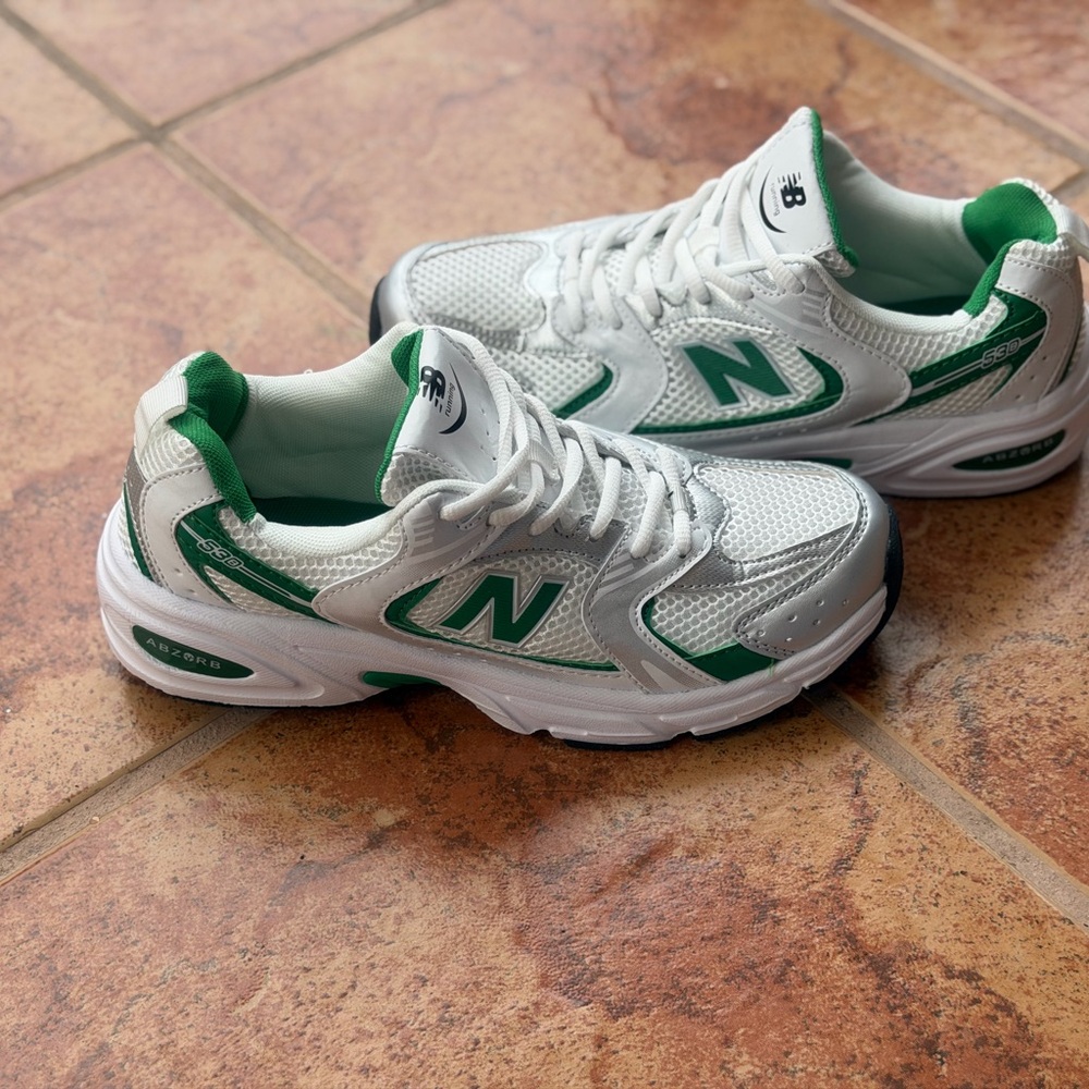 Size 9.5 Men’s And Women’s 11 - New Balance 530 Sneakers in White and Green